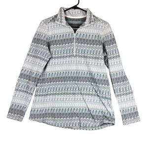 Woolrich Womens Jacket Gray1/4 Zip Mile Run Base Layer Fair Isle Nordic Large